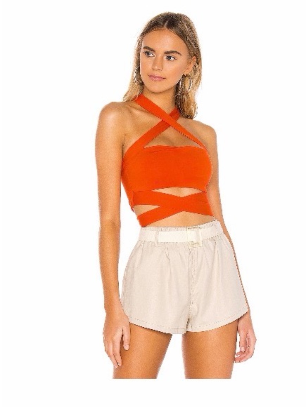 superdown Crisscross Cutout Crop Top
